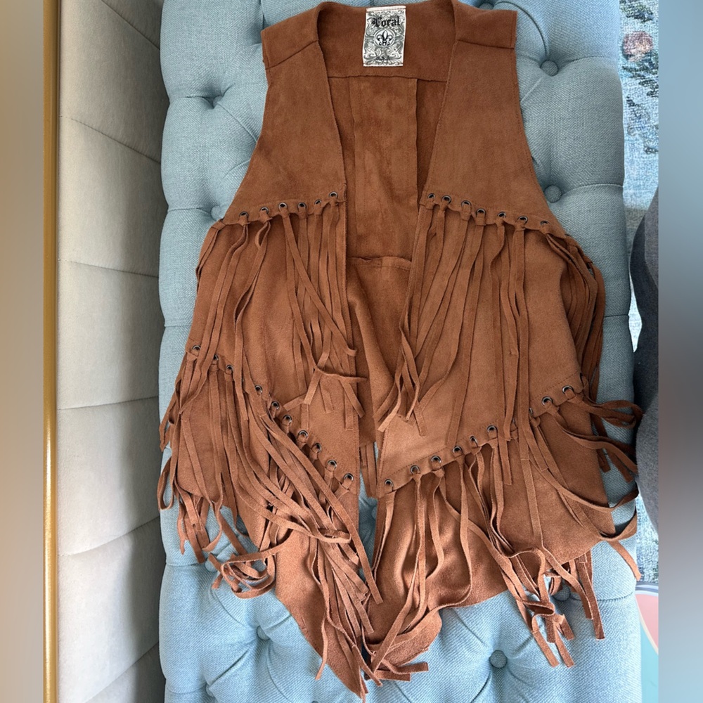 Brown Fringe Suede Vest